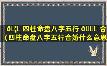 🦊 四柱命盘八字五行 🐛 合婚（四柱命盘八字五行合婚什么意思）